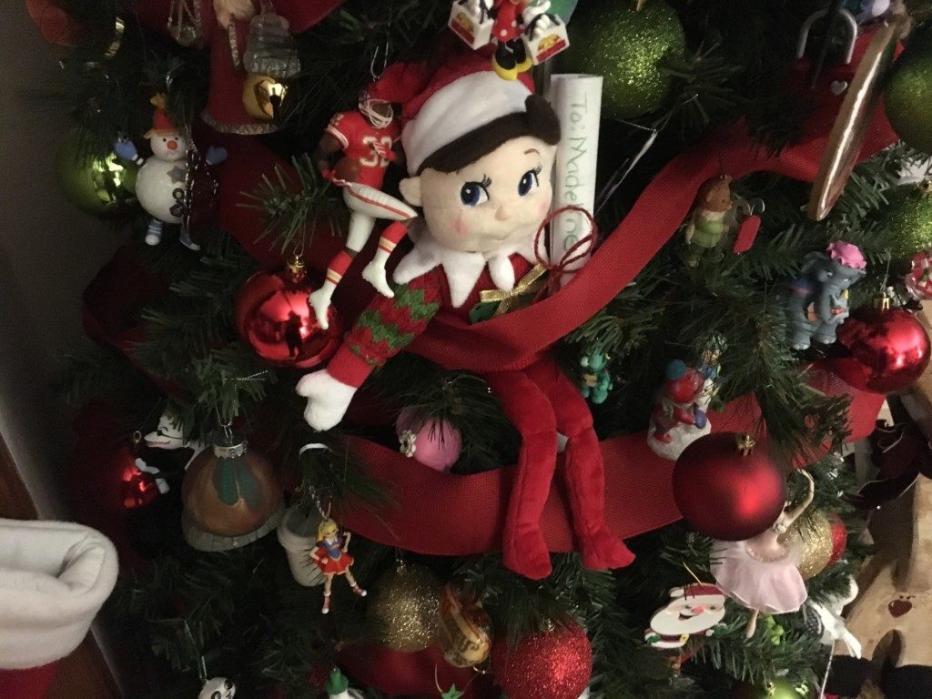 Elf on the Shelf Hidden in a Christmas Tree