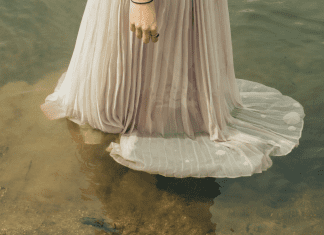 wedding dress in water