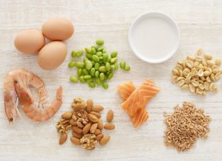 small portions of foods often causing allergy: eggs, nuts, shell fish, etc.