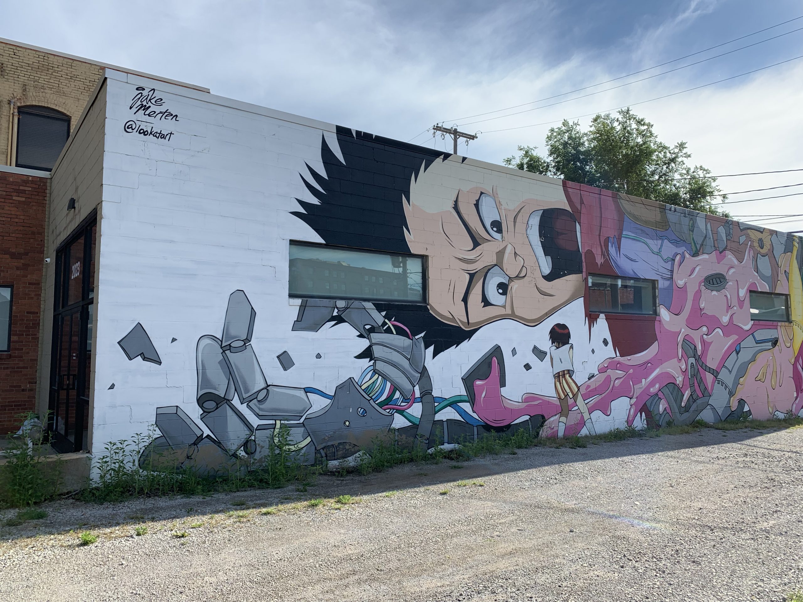 Painted mural with anime man