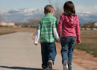 boy and girl walking together